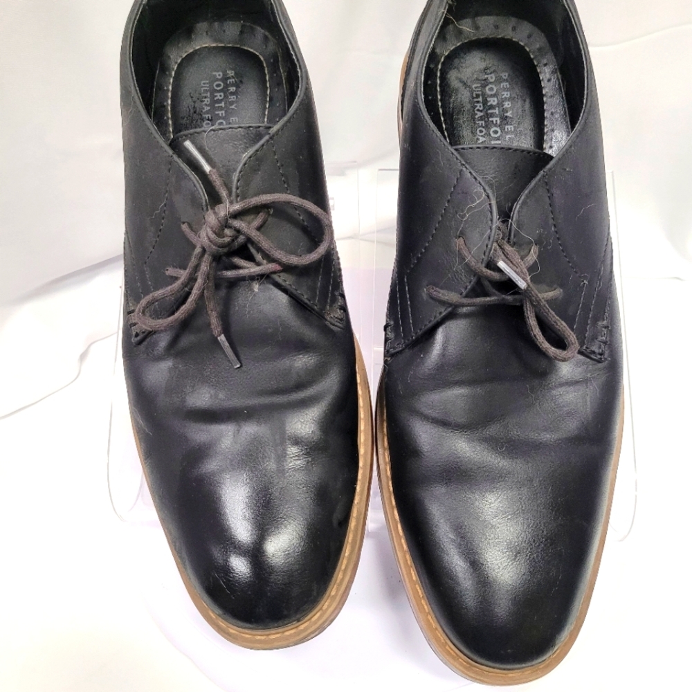 Perry Ellis Portfokio Black Leather Oxfords Timeless Design